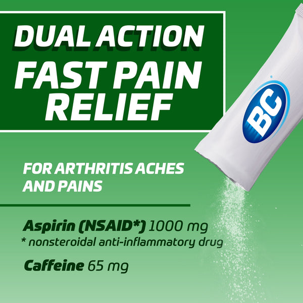 BC Powder Fast and Effective Arthritis Relief with Aspirin and Caffeine, Pain Relief, 50 Count