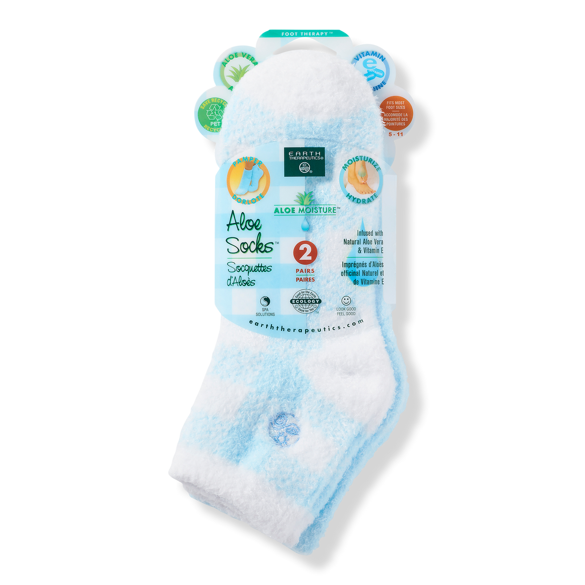 Plaid & Solid Blue Aloe Socks