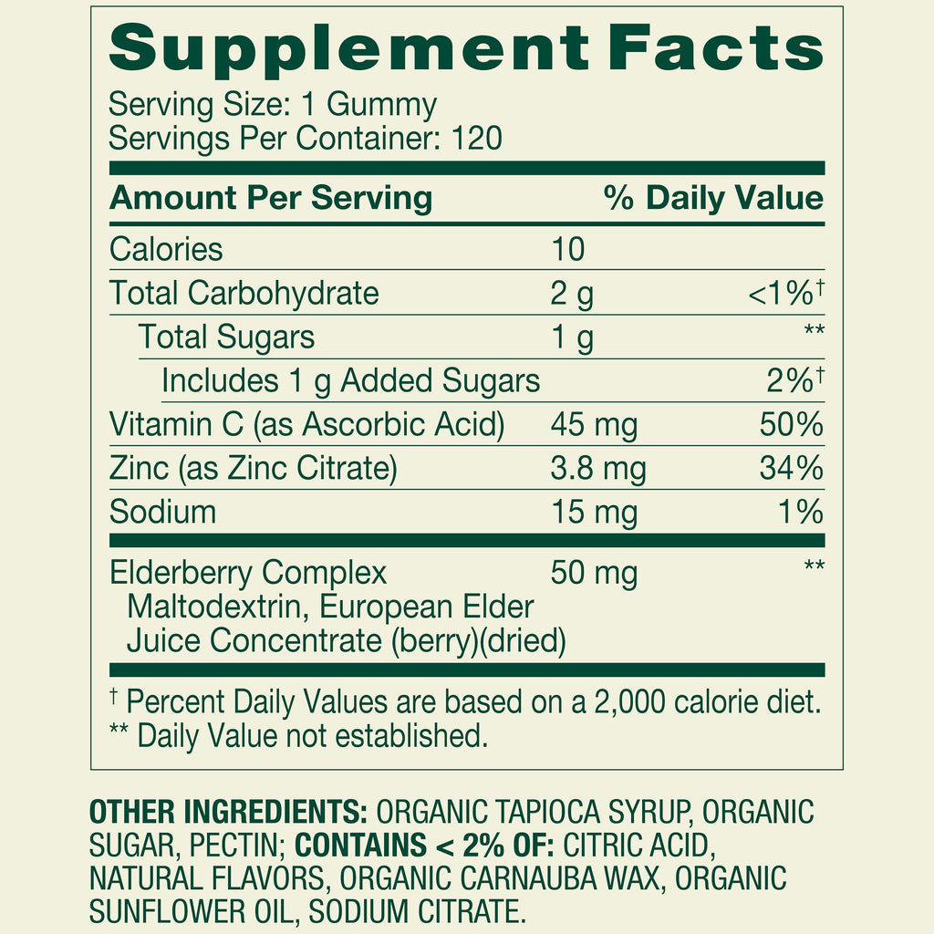Spring Valley Adult Elderberry Dietary Supplement Gummies for Immune Health, 50mg, 120 Count