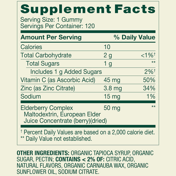 Spring Valley Adult Elderberry Dietary Supplement Gummies for Immune Health, 50mg, 120 Count