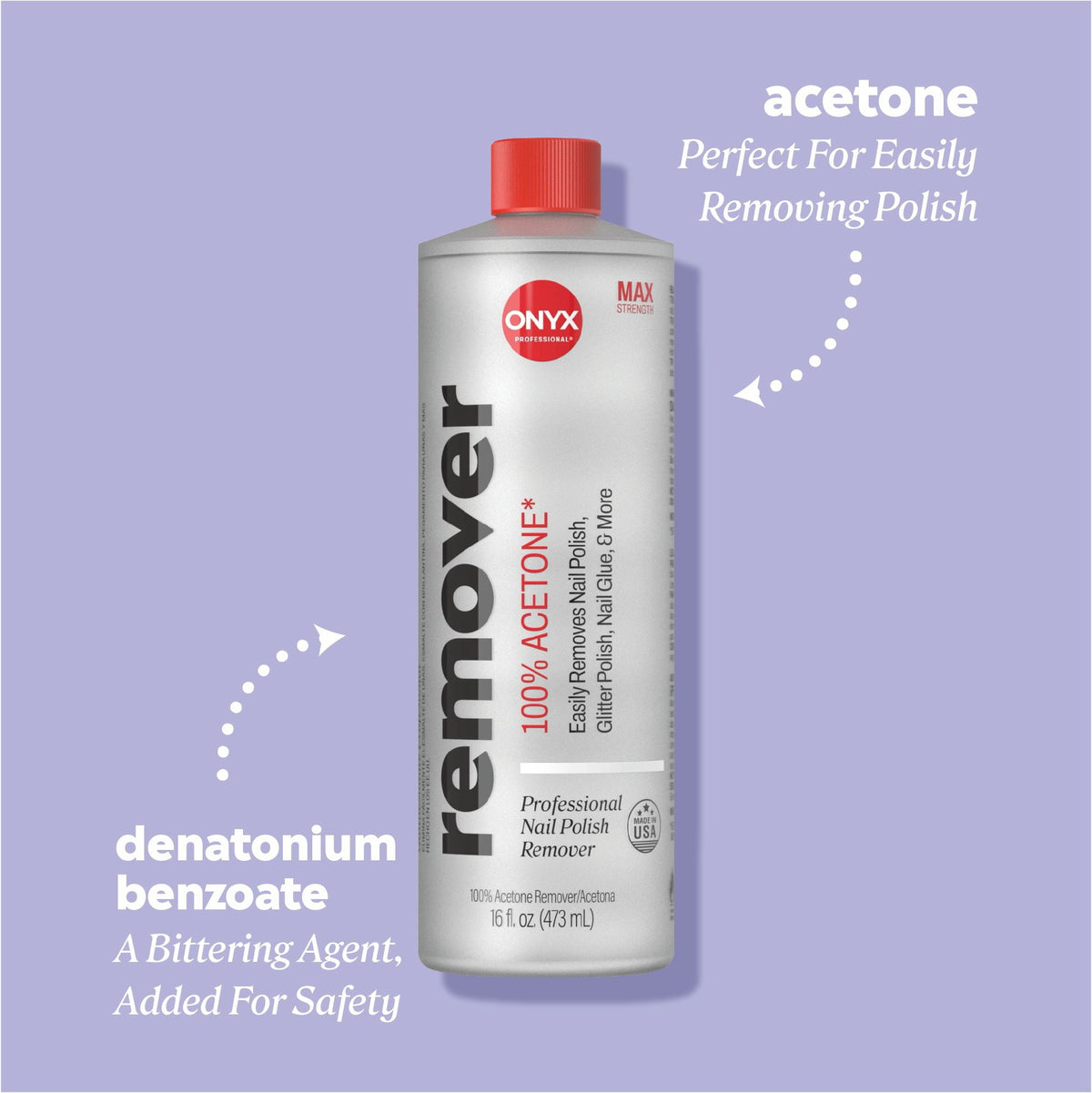 ONYX Professional 100% Acetone* Nail Polish Remover 16 fl oz