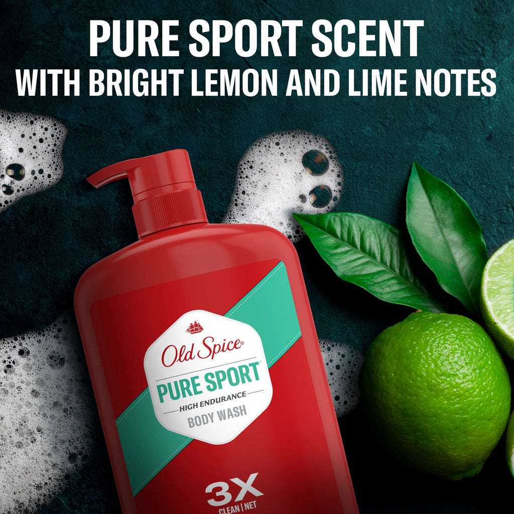 Old Spice Body Wash for Men, Pure Sport, 24/7 Shower Fresh, 33.4 fl oz