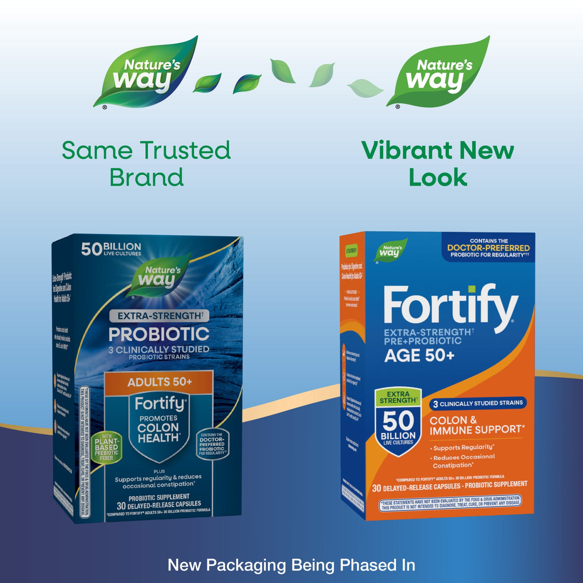 Nature’s Way Fortify Extra Strength† Pre+Probiotic Age 50+ Capsules, 50 Billion Cultures, 30 Count