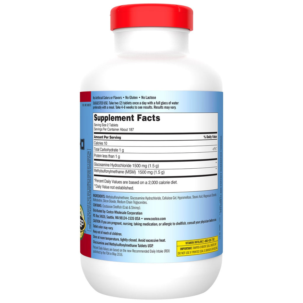 Kirkland Signature Glucosamine with MSM Tablets, 375 ea