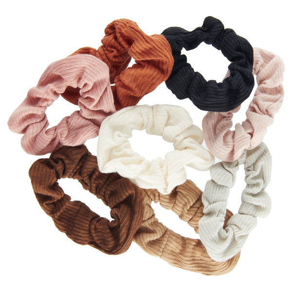 Goody Ouchless Ribbed Hair Scrunchies in Neutral Colors, 8 Count