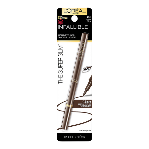 L'Oréal Infallible Super Slim Liquid Eyeliner, Brown, 0.034 oz