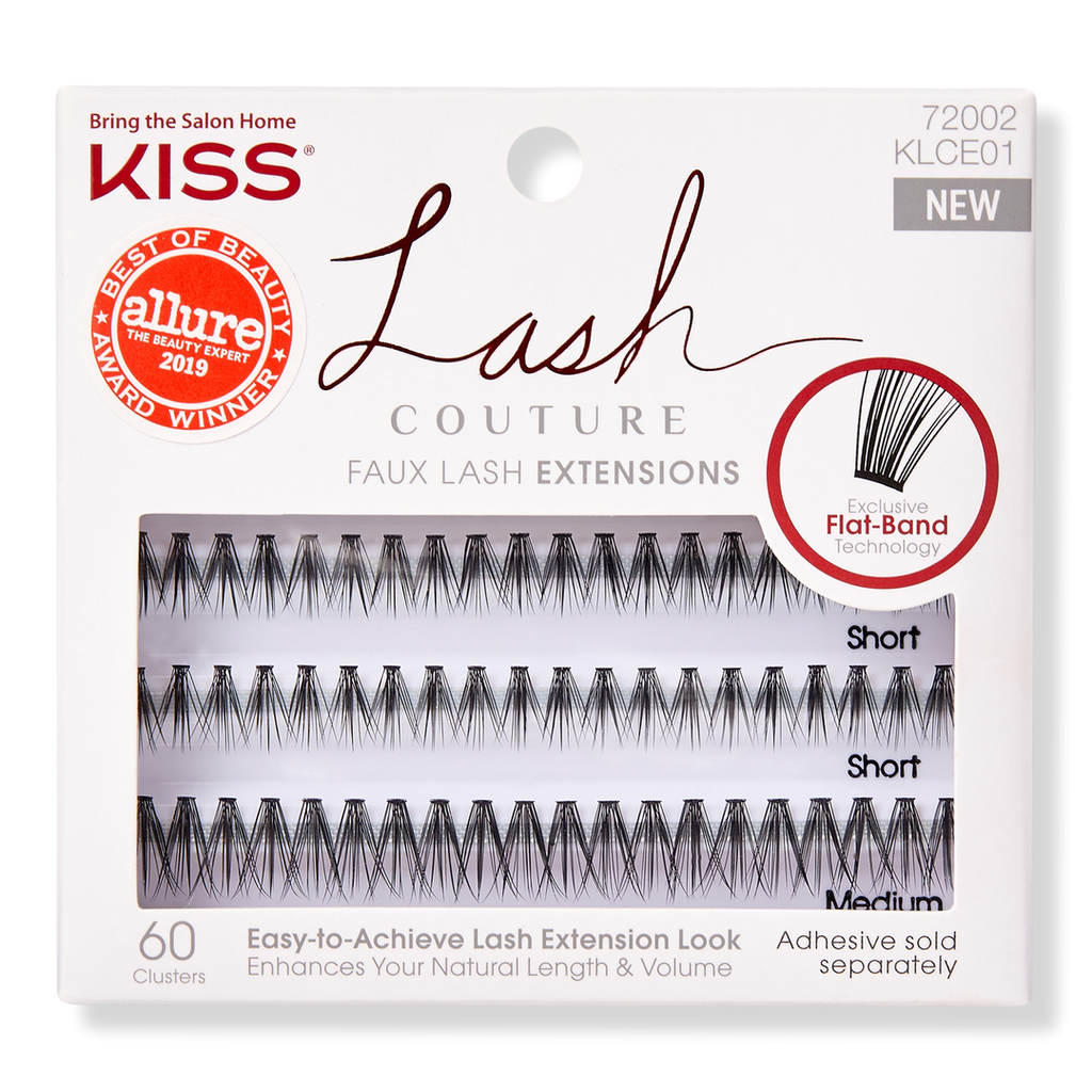Kiss Lash Couture Faux Extensions Lash, Easy-to-Achieve Lash Extension Look, Clusters, 60 ea
