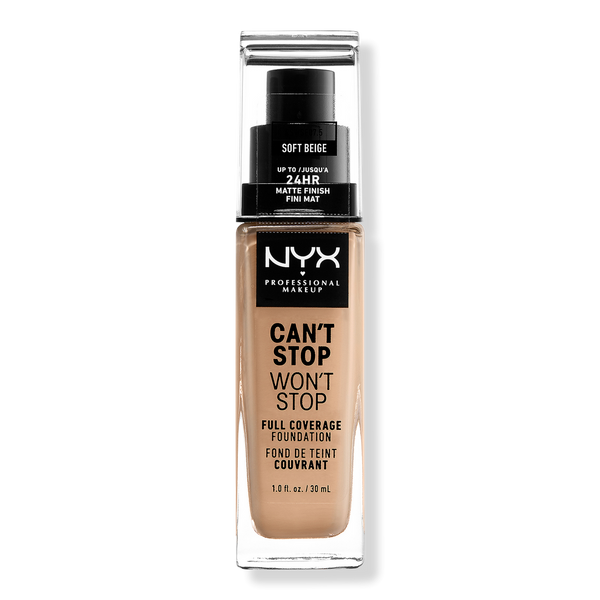 NYX Professional Makeup Can't Stop Won't Stop Foundation, Soft Beige, 1 oz
