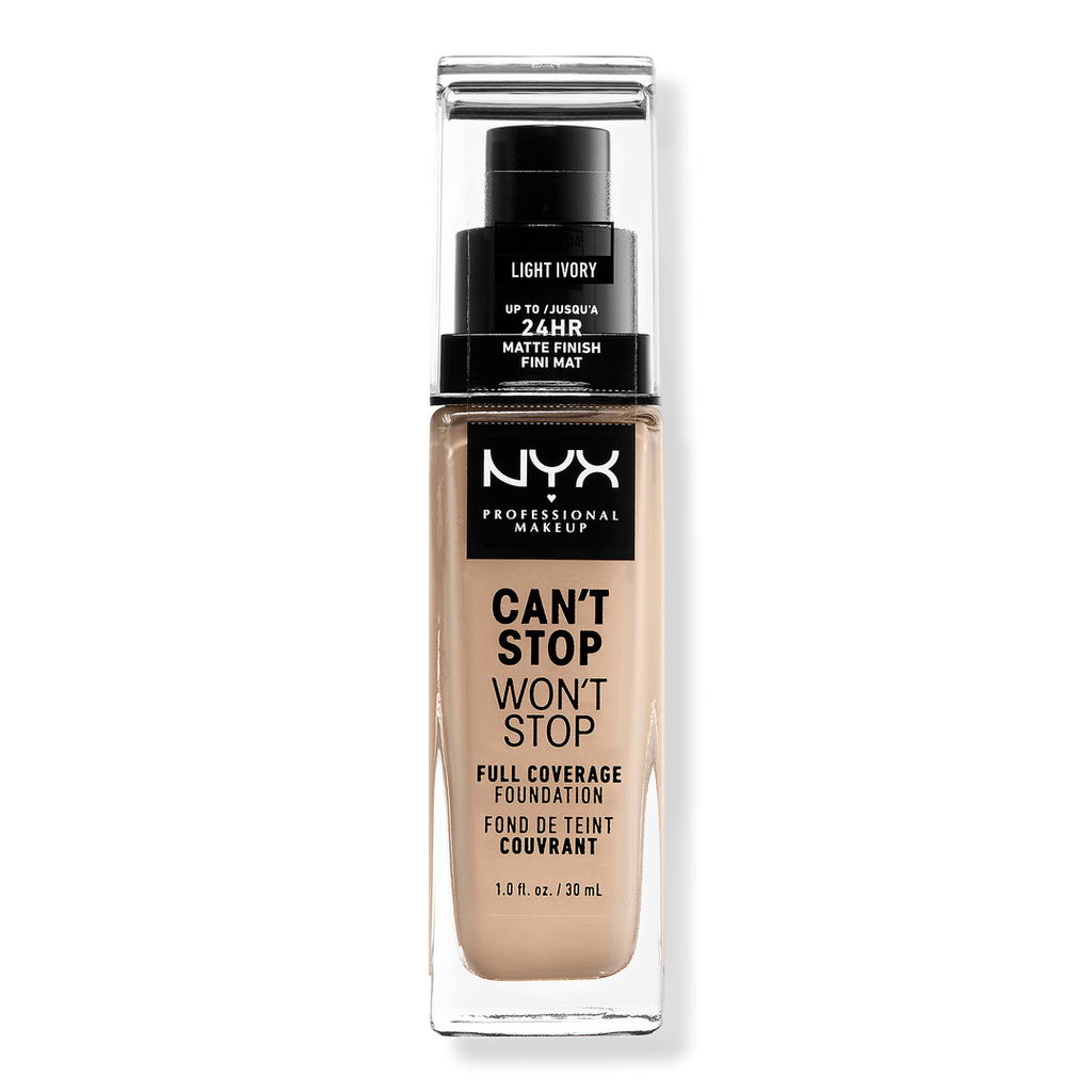 NYX Professional Makeup Can't Stop Won't Stop Foundation, Light Ivory, 1 oz
