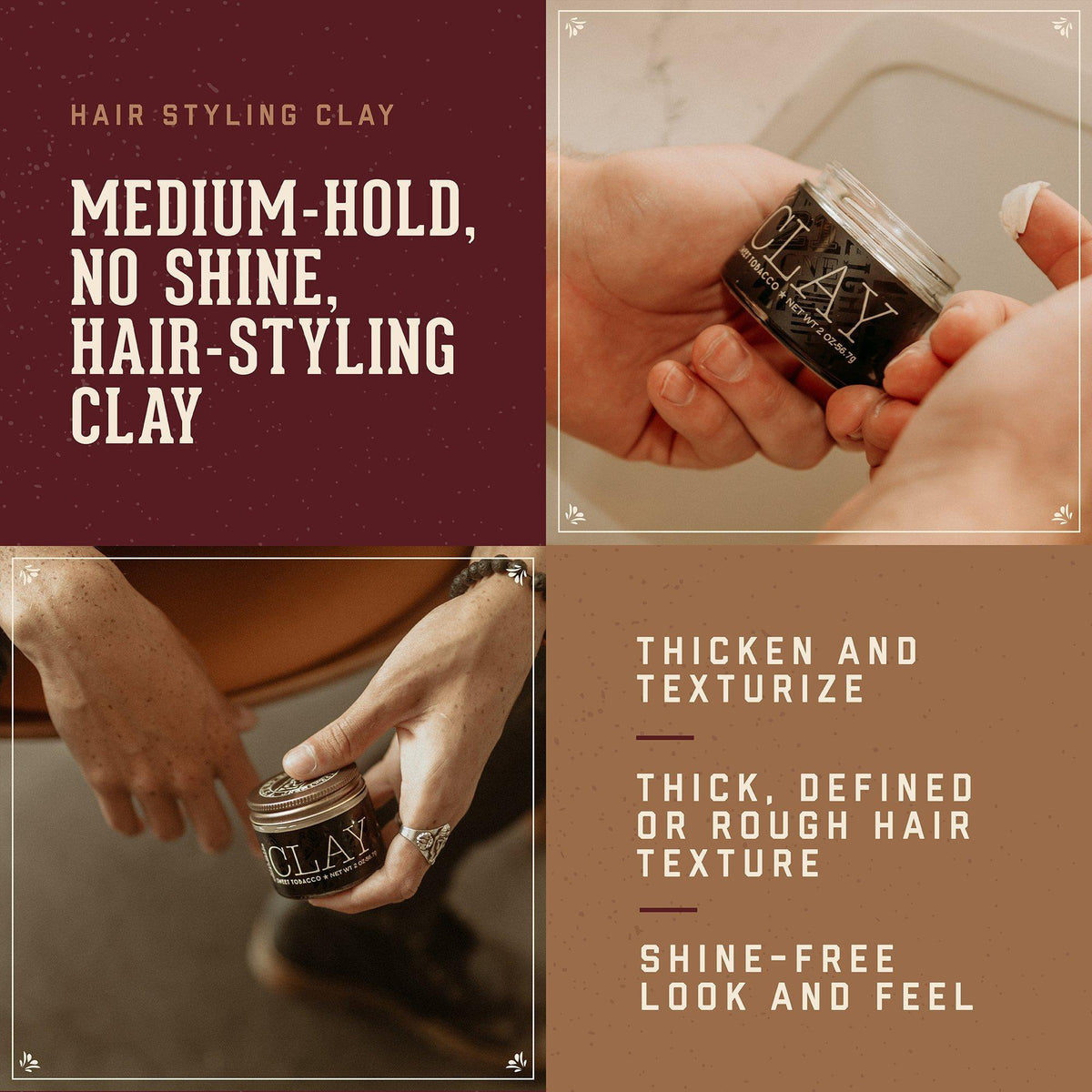 Sweet Tobacco Medium Hold, No Shine Hair Styling Clay