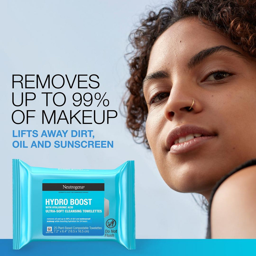 Neutrogena Hydro Boost Facial Cleansing Wipes, 25 ea