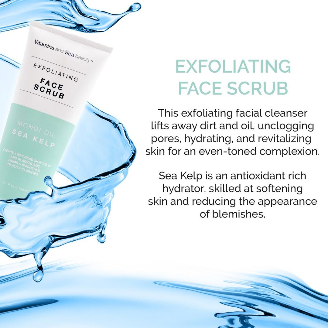 VitaminSea.beauty Monoi Oil & Sea Kelp Exfoliating Face Scrub, 5.1 oz
