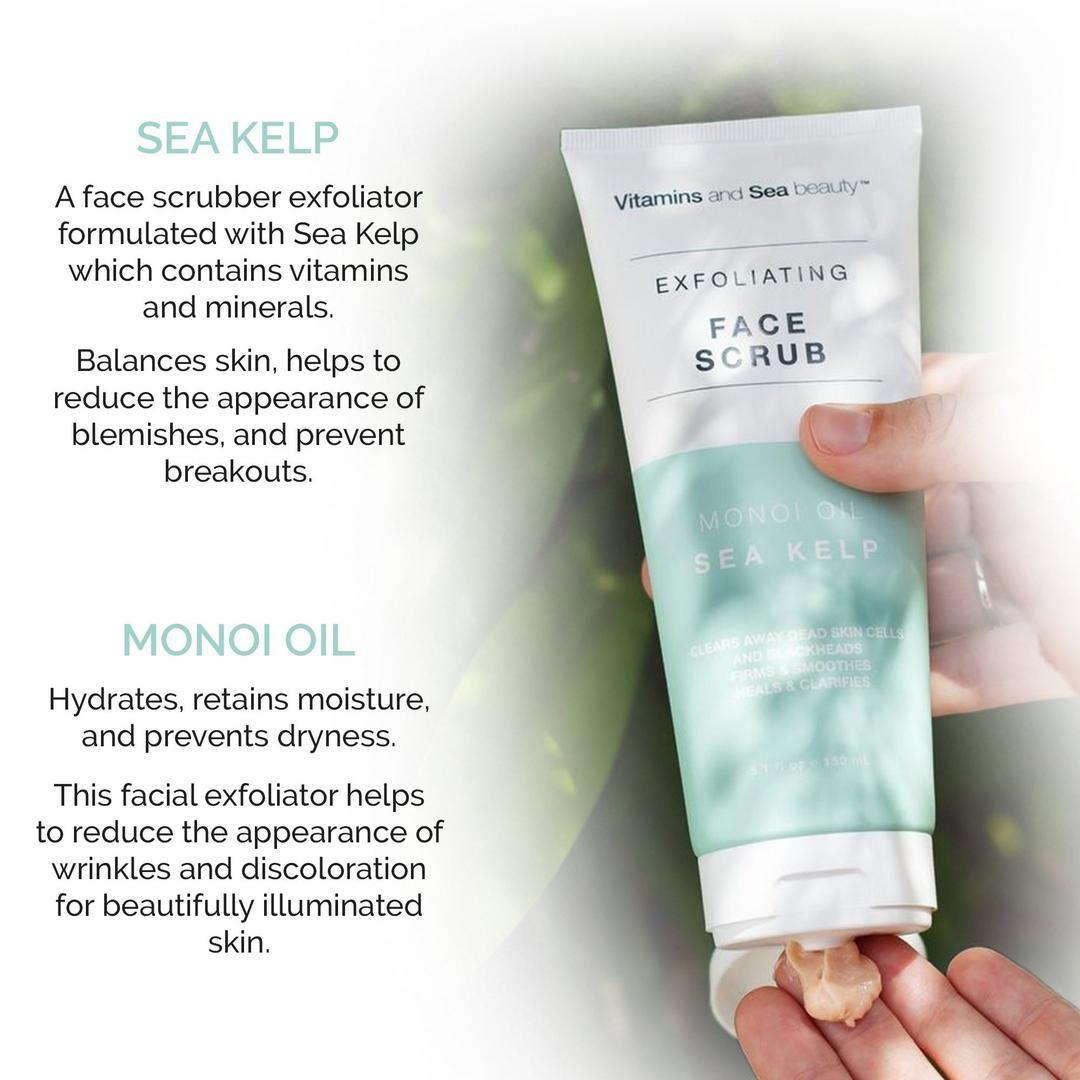 VitaminSea.beauty Monoi Oil & Sea Kelp Exfoliating Face Scrub, 5.1 oz