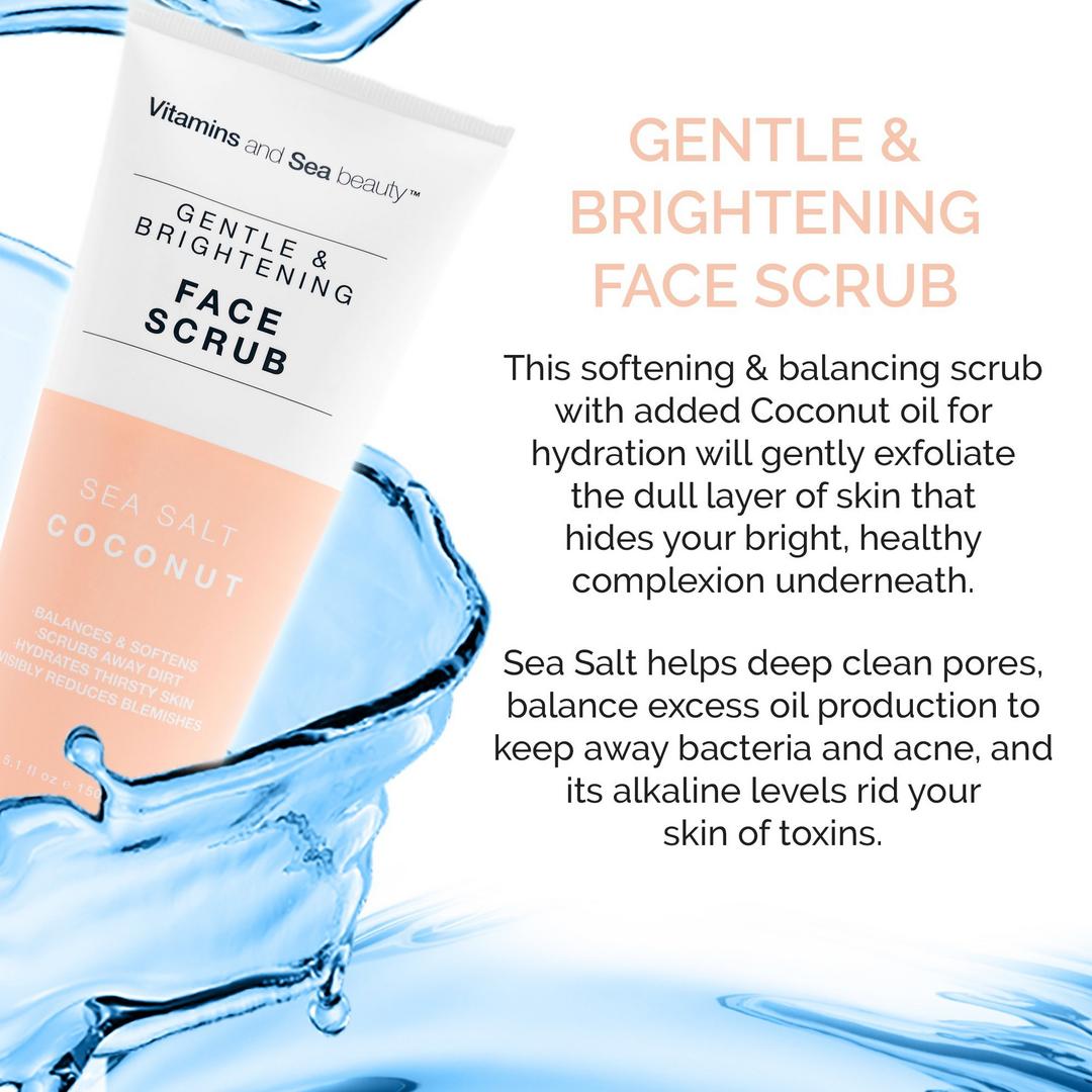 VitaminSea.beauty Sea Salt & Coconut Gentle & Brightening Face Scrub, 5.1 oz
