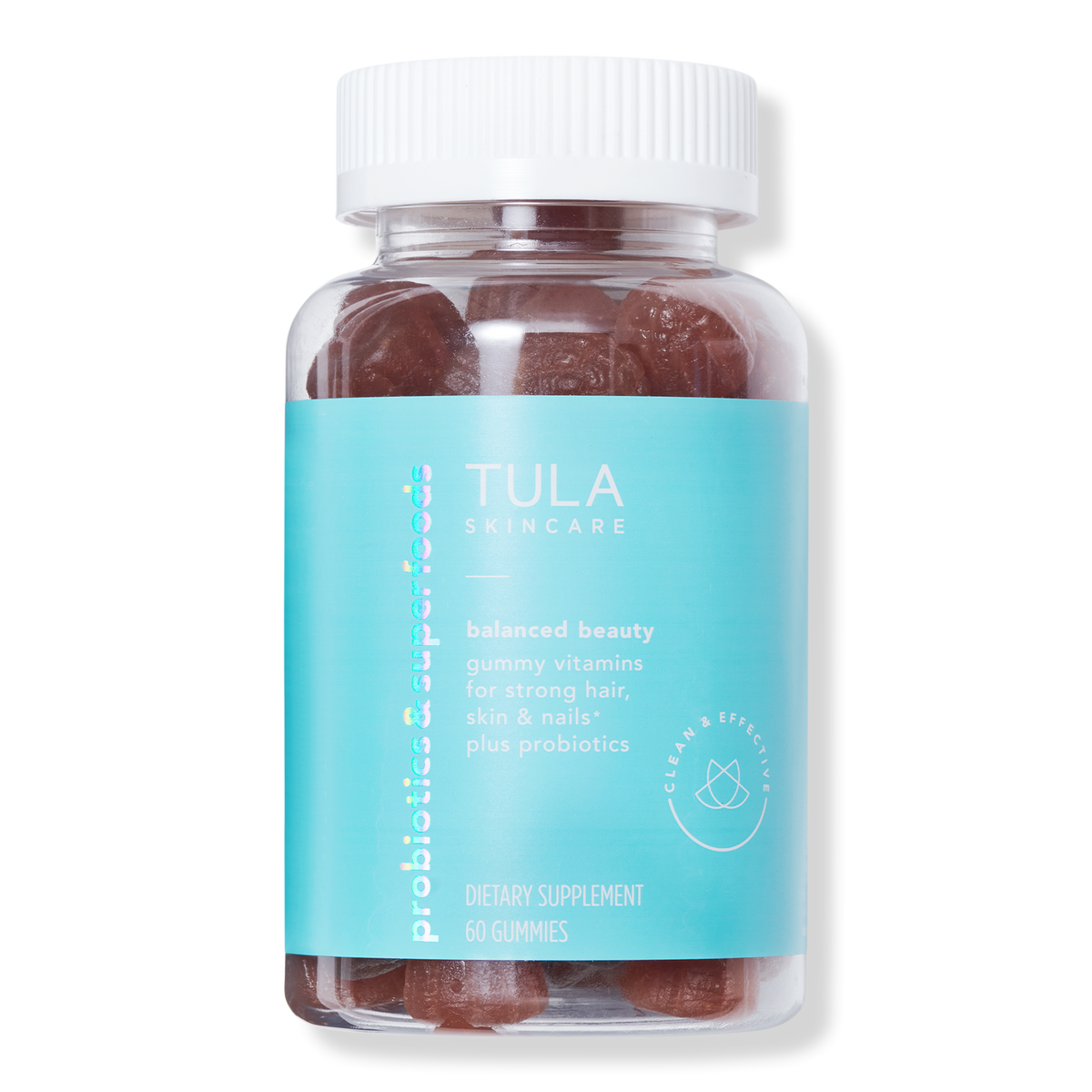 Tula Balanced Beauty Gummy Vitamins for Strong Hair, Skin & Nails Plus Probiotic, 60 ea