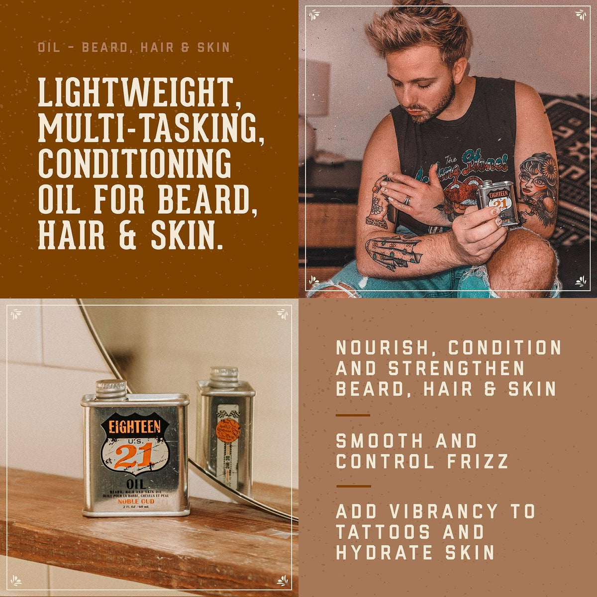 Noble Oud Lightweight, Conditioning Beard, Hair & Skin Oil