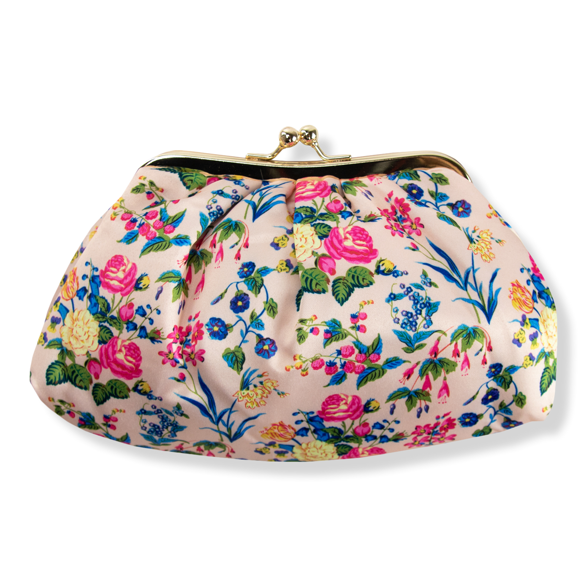The Vintage Cosmetic Company Pink Floral Satin Cosmetic Bag, 1 ea