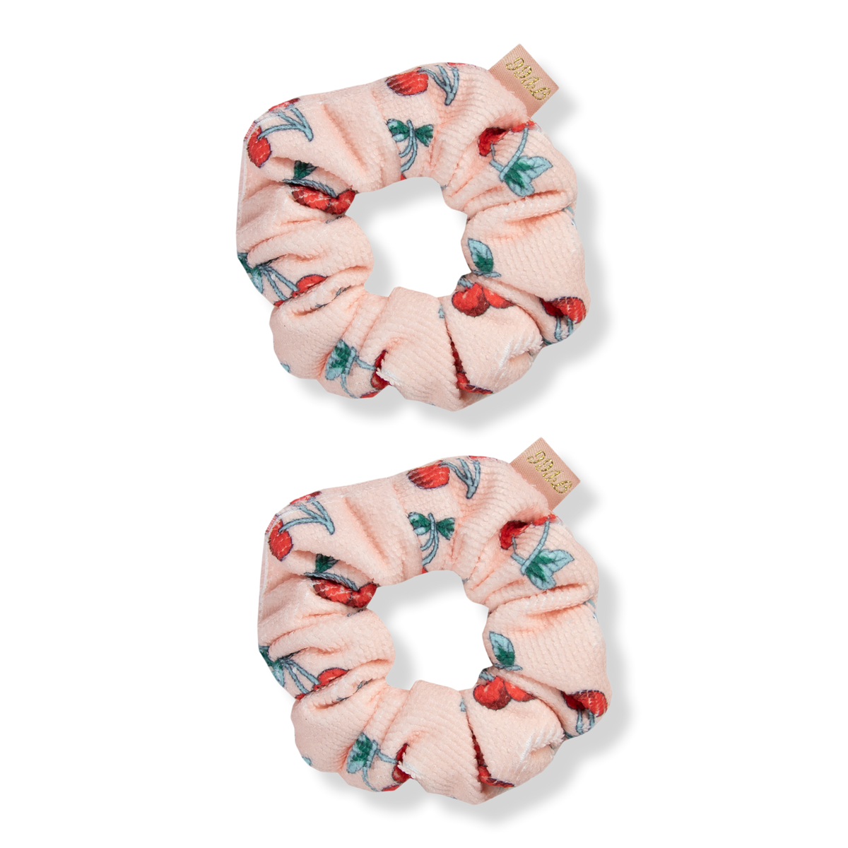 The Vintage Cosmetic Company Cherry Print Microfibre Hair Scrunchies, 2 ea