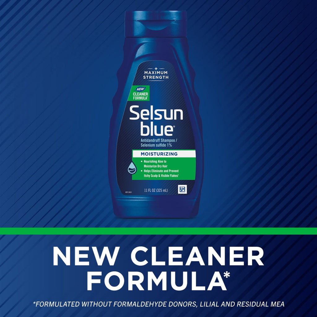 Selsun Blue Moisturizing Antidandruff Shampoo, Maximum Strength Scalp Treatment With Selenium Sulfide, 11 fl. oz.