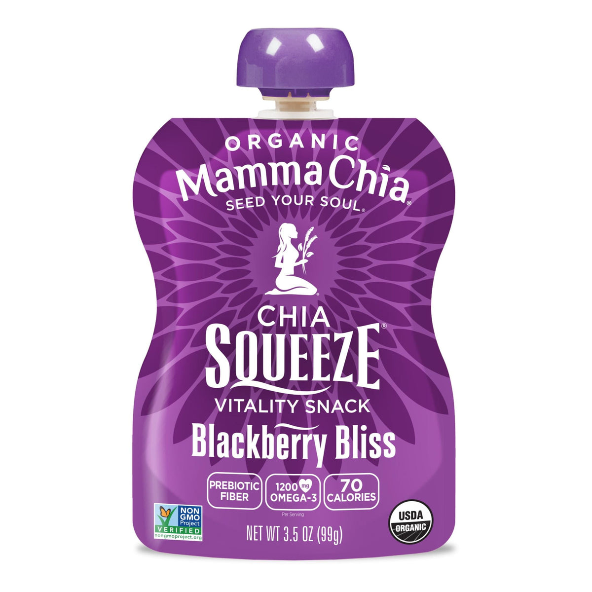 Mamma Chia Chia Squeeze Vitality Snack - Blackberry Bliss, 3.5 Ounce Pouches, 4 Count