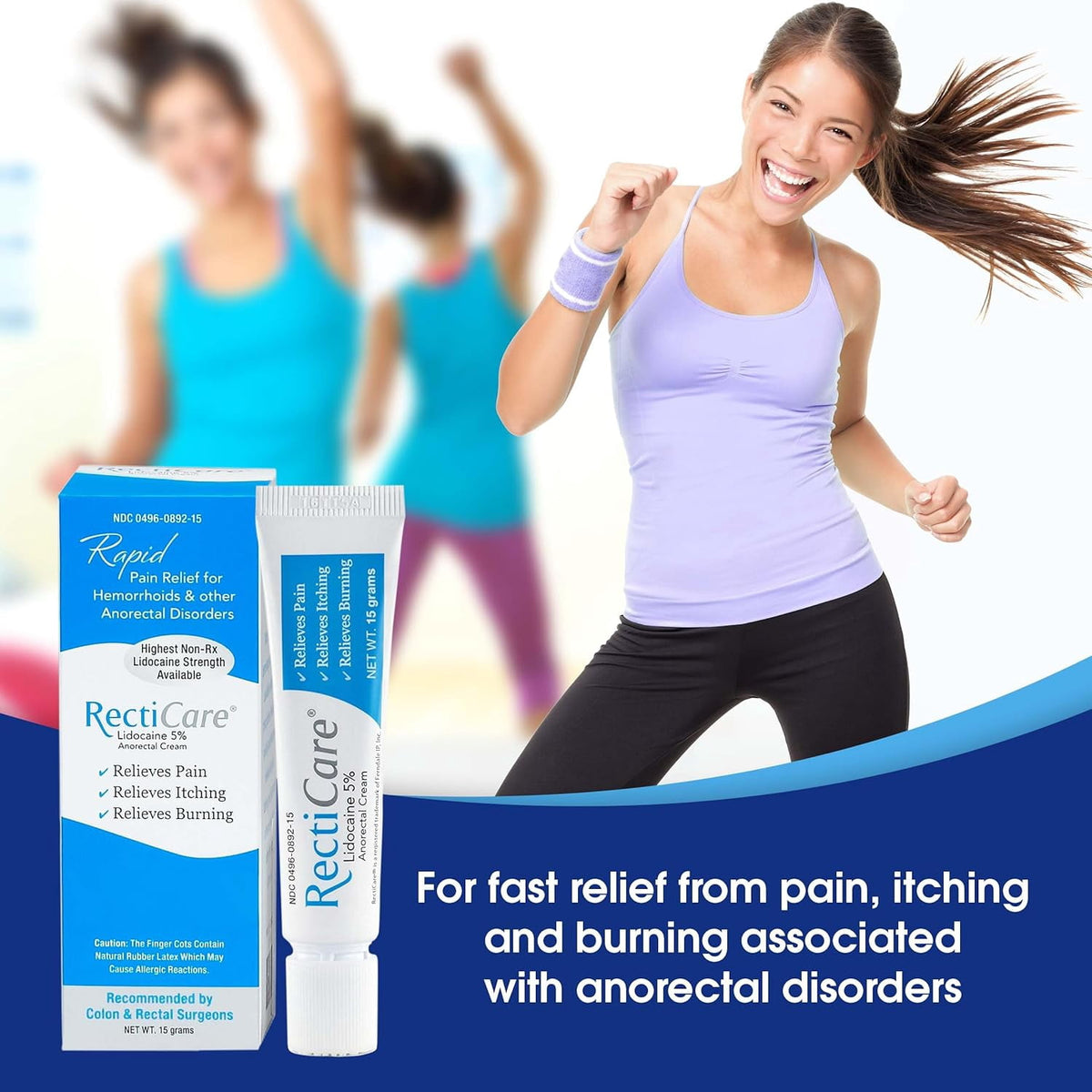 RectiCare Anorectal Cream Lidocaine 5% Fast Pain Relief 15g