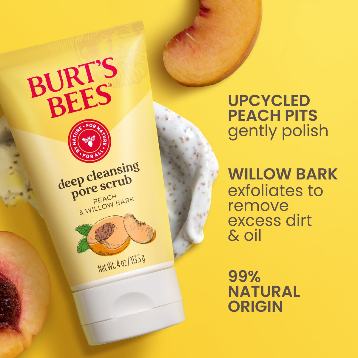 Burt's Bees Deep Cleansing Pore Scrub with Peach and Willow Bark, 4 Ounces