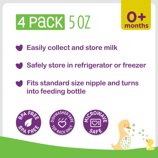 Parent's Choice Milk Storage Containers, 0 Months+, 5 fl oz, 4 Pack