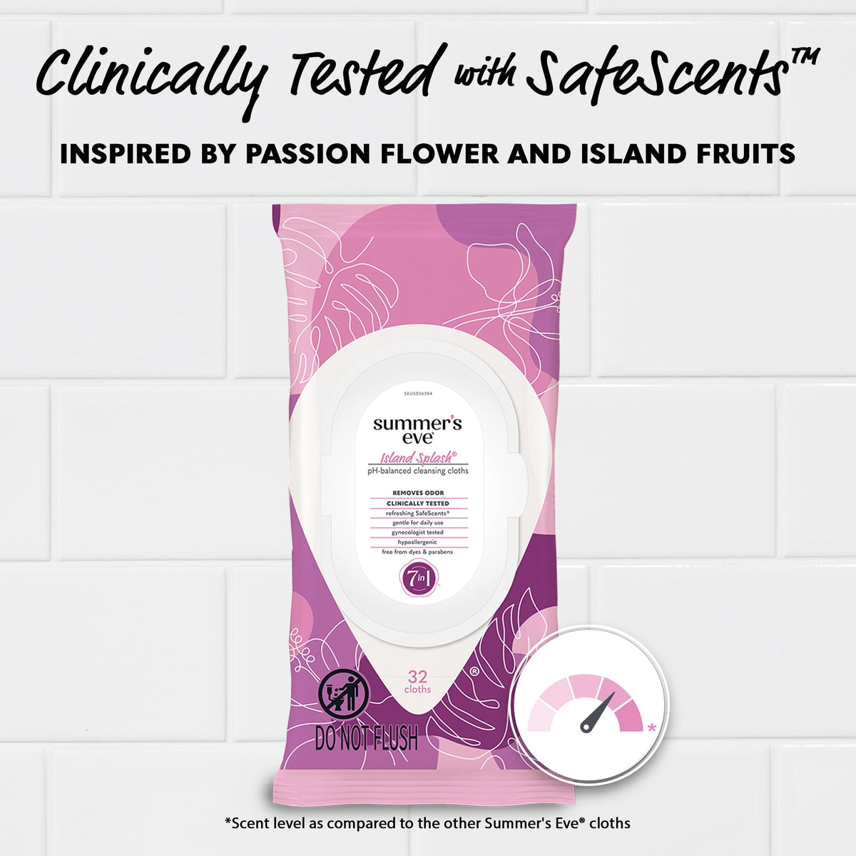 Summer’s Eve Island Splash Daily Feminine Wipes, Removes Odor, pH Balanced, 32 Count