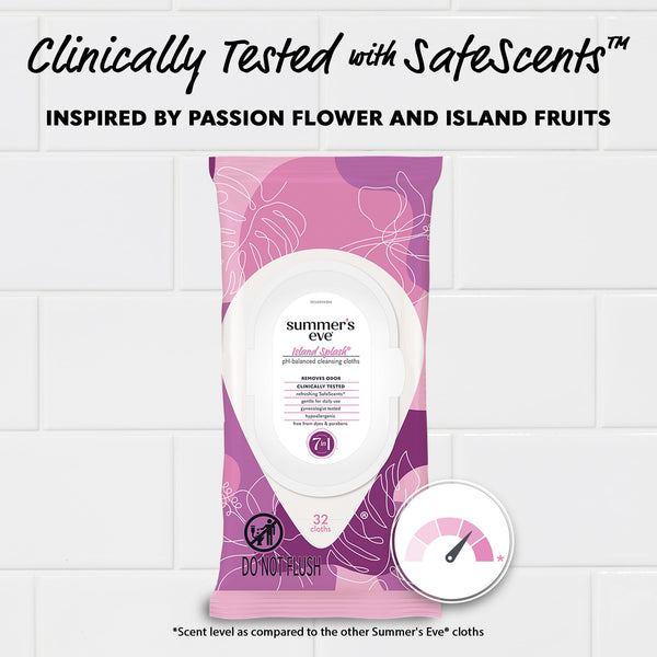 Summer’s Eve Island Splash Daily Feminine Wipes, Removes Odor, pH Balanced, 32 Count
