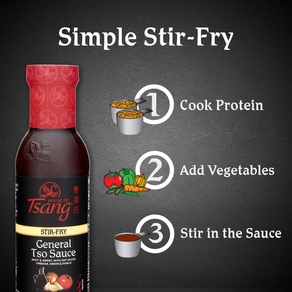 HOUSE OF TSANG General Tso Stir-Fry Liquid Sauce, Shelf-Stable, 12.6 oz Glass Bottle