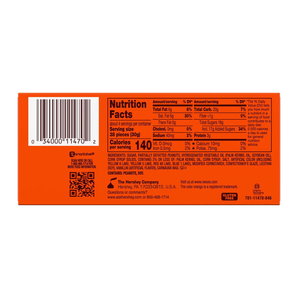 Reese's Pieces Peanut Butter In A Crunchy Shell Candy, Movie Theater Box 4 Oz
