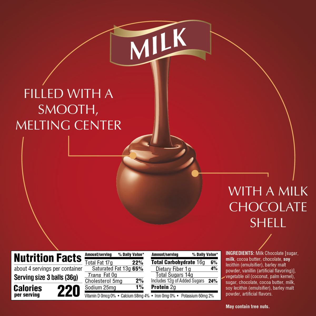 Lindt LINDOR Milk Chocolate Candy Truffles, 5.1 oz. Bag