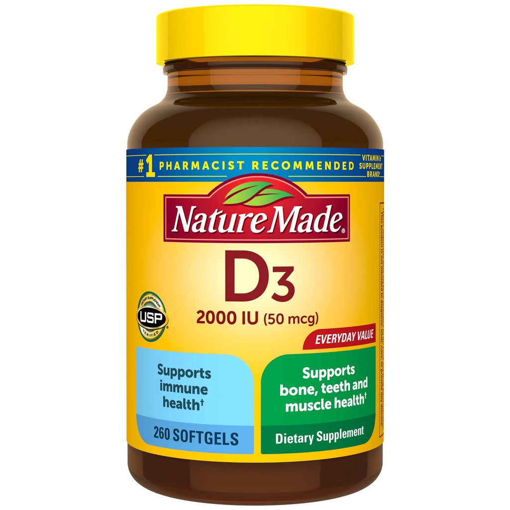 Nature Made Vitamin D3 2000 IU (50 mcg) Softgels, Vitamin D Dietary Supplement, 260 Count