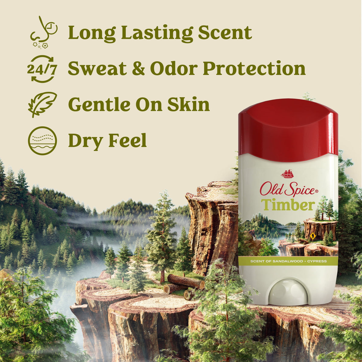 Old Spice Antiperspirant Deodorant, Invisible Solid, Timber & Sandalwood, 3.4 oz