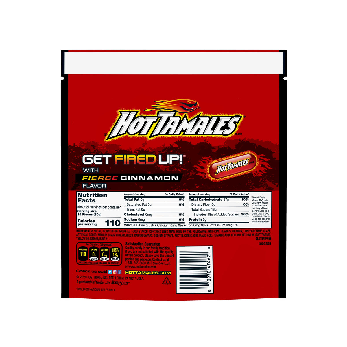 Hot Tamales Fierce Cinnamon Chewy Candy, 28.8 ounce Stand Up Bag, 1 count