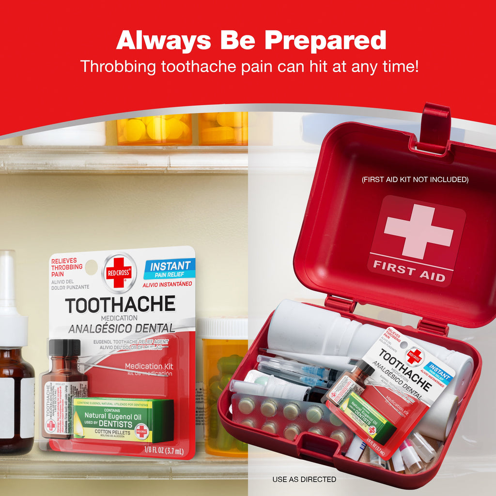 Red Cross Toothache Medicine Kit, Instant Pain Relief of Throbbing Toothache, 1/8 (.125) fl oz
