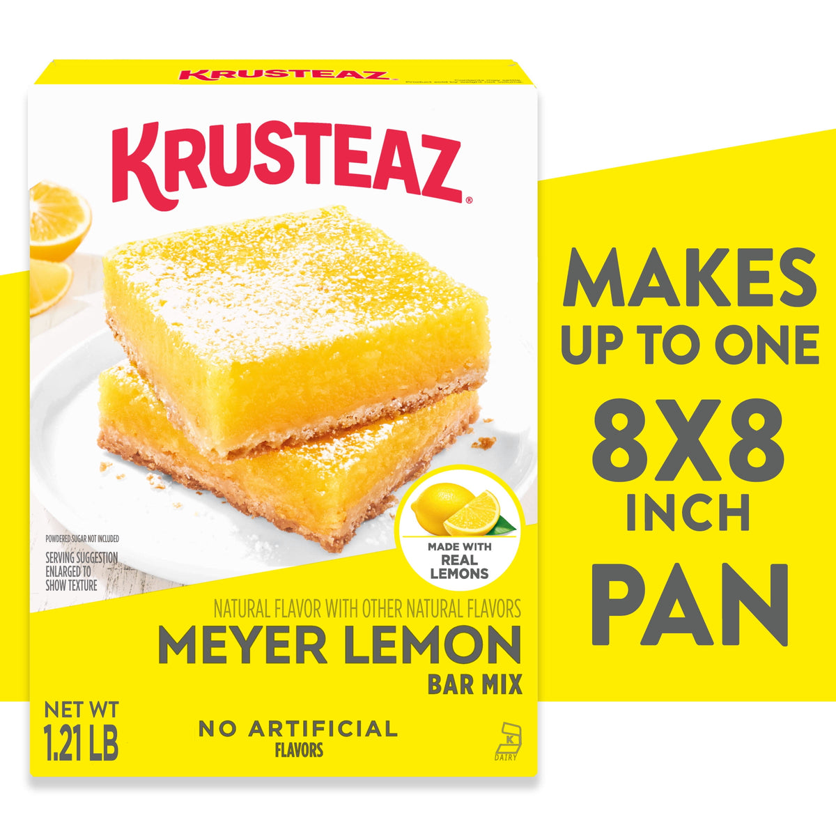 Krusteaz Meyer Lemon Bar Mix, Lemon Bar Baking Mix, Made With Real Lemons, 19.35 oz Box