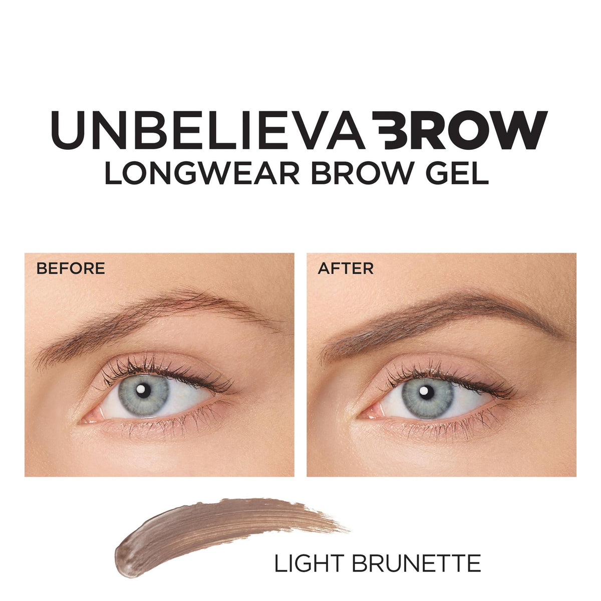 L'Oreal Paris Unbelieva-Brow Longwear Waterproof Tinted Brow Gel, Light Brunette