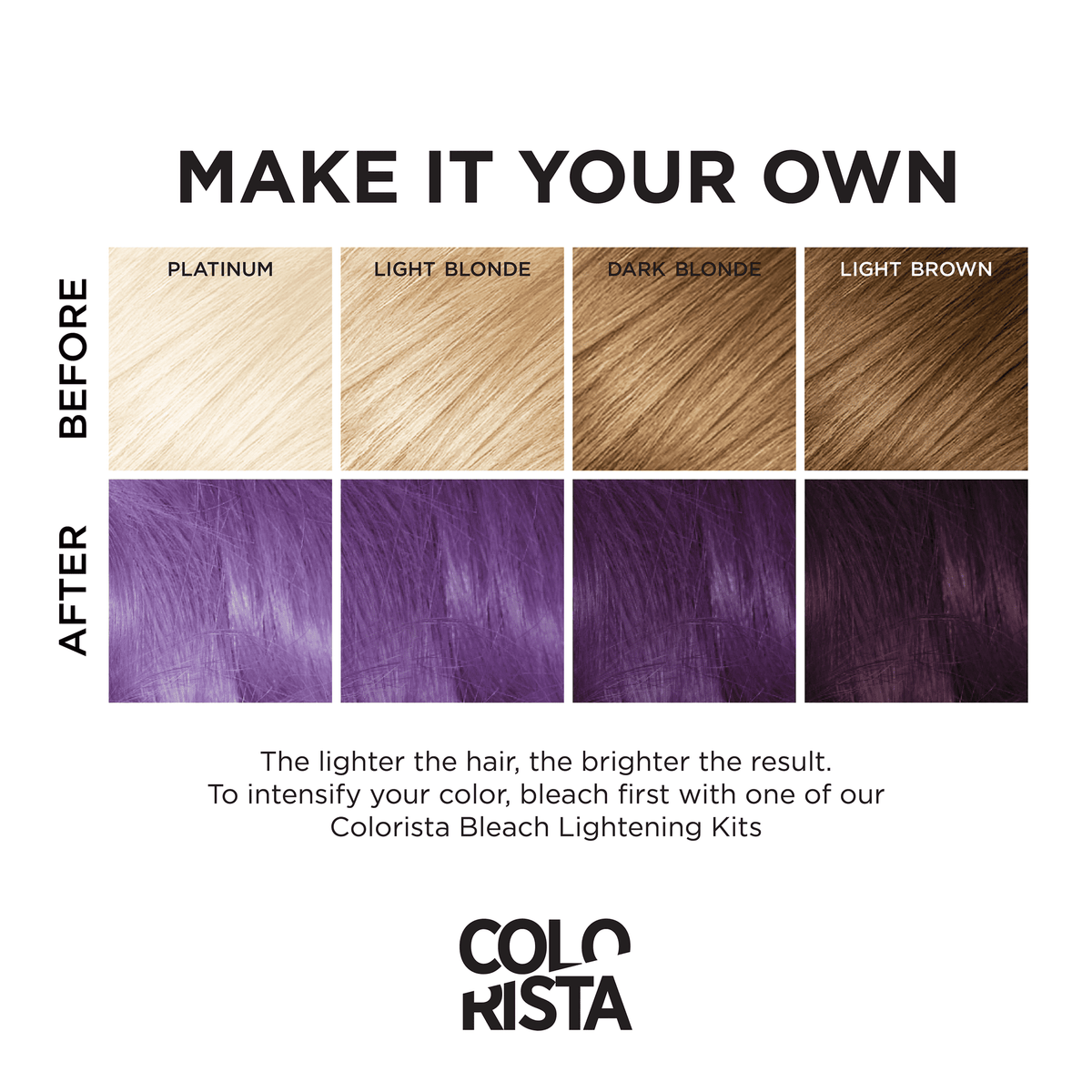 L'Oreal Paris Colorista Semi-Permanent Hair Color, Light Bleached Blondes, Purple, 1 Kit