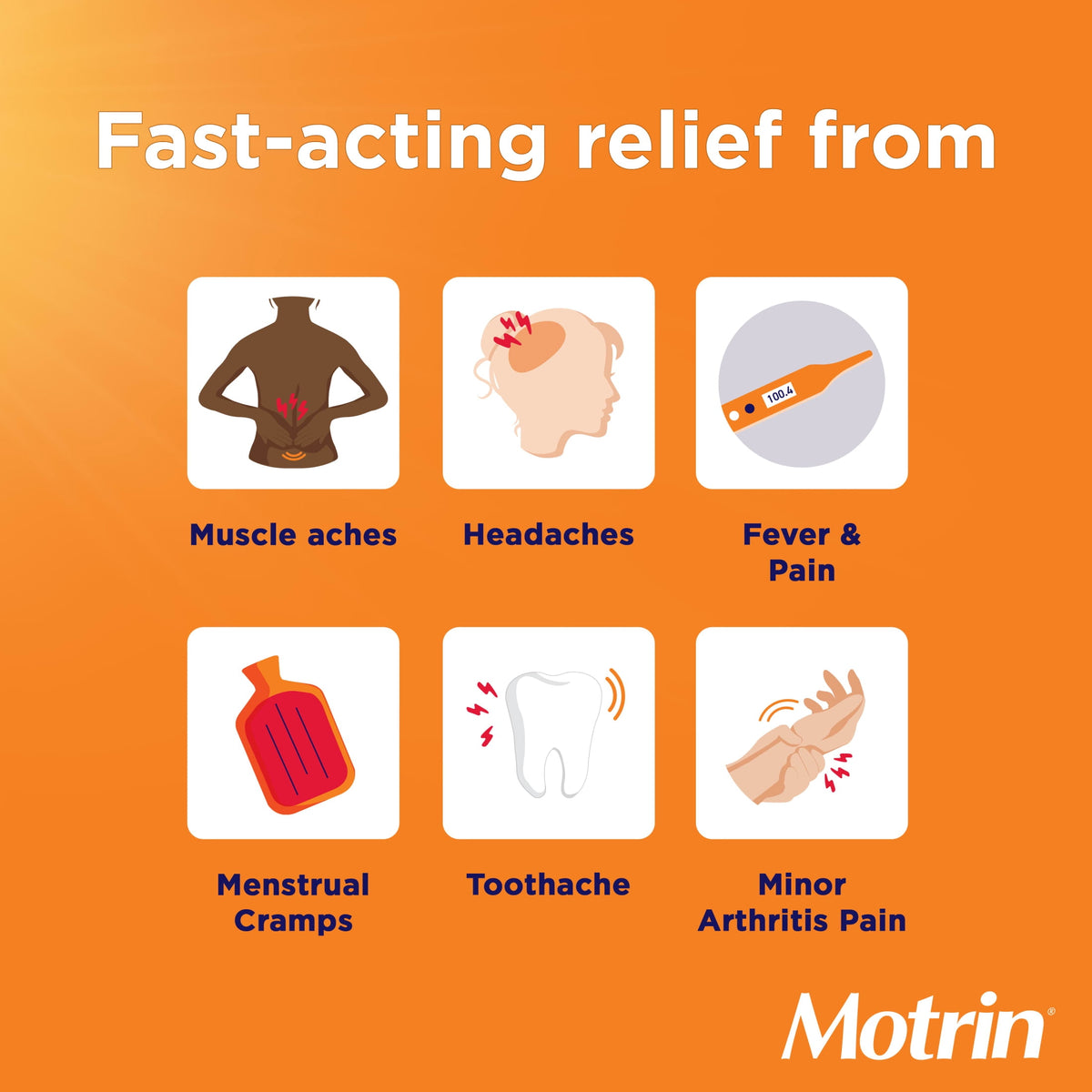 Fast-Acting Motrin IB, Ibuprofen 200mg for Pain & Fever Relief, Value Size, 225 Count