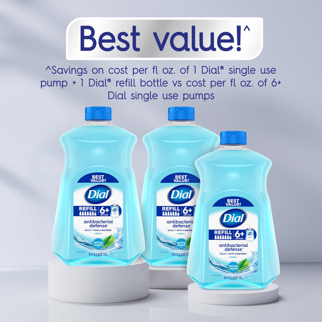 Dial Antibacterial Defense Spring Water Liquid Hand Soap Refill, 52 fl oz