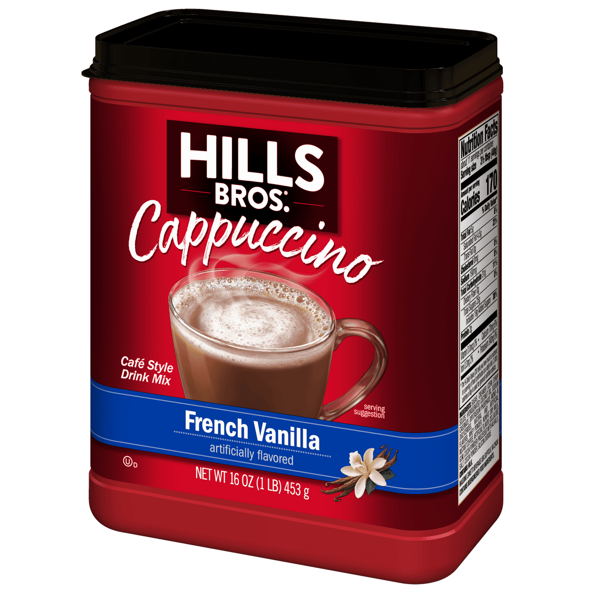 Hills Bros. French Vanilla Cappuccino Instant Coffee Mix, 16 Ounce Canister