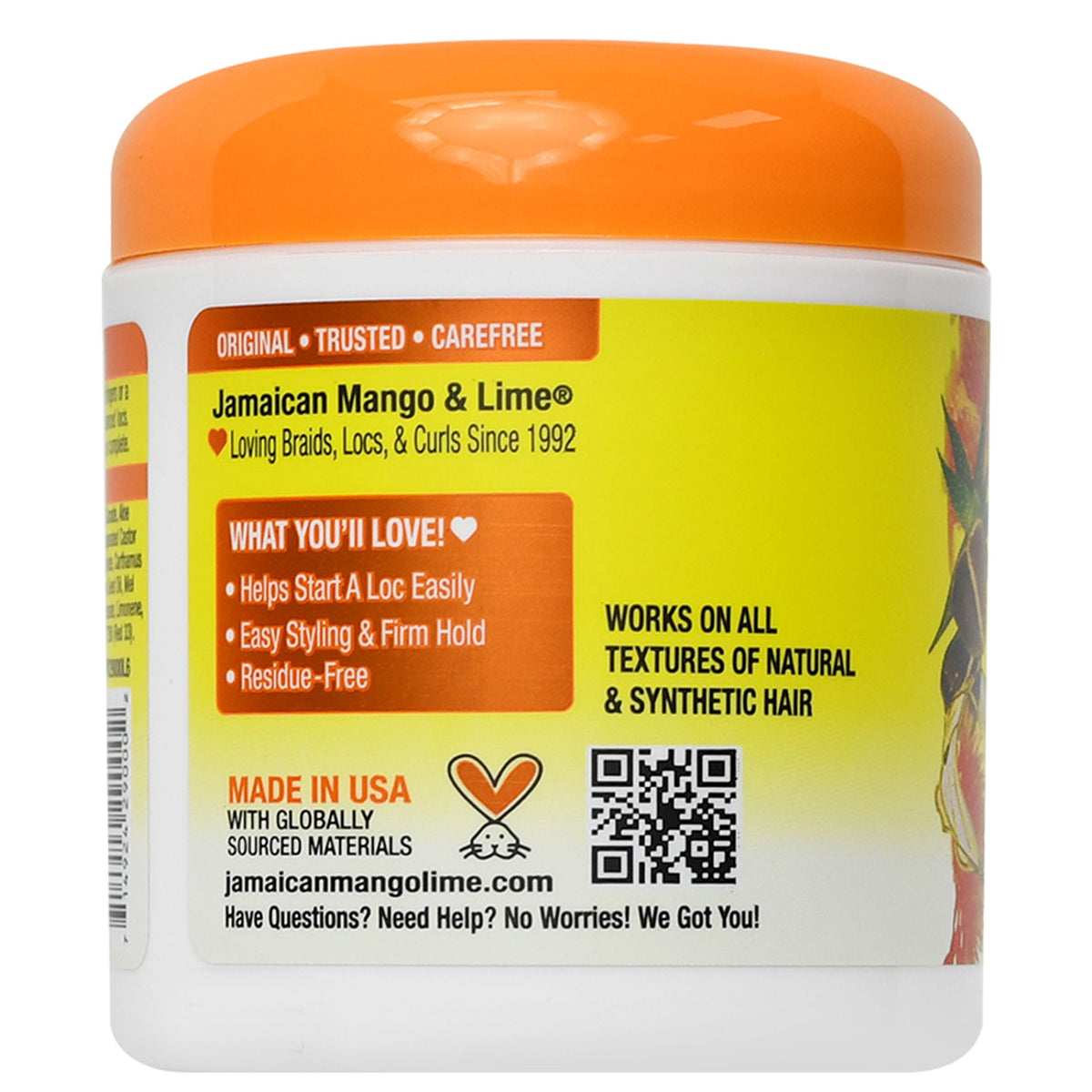Jamaican Mango & Lime Frizz Control Jar Hair Styling & Locking Gel, Unisex, 6 oz