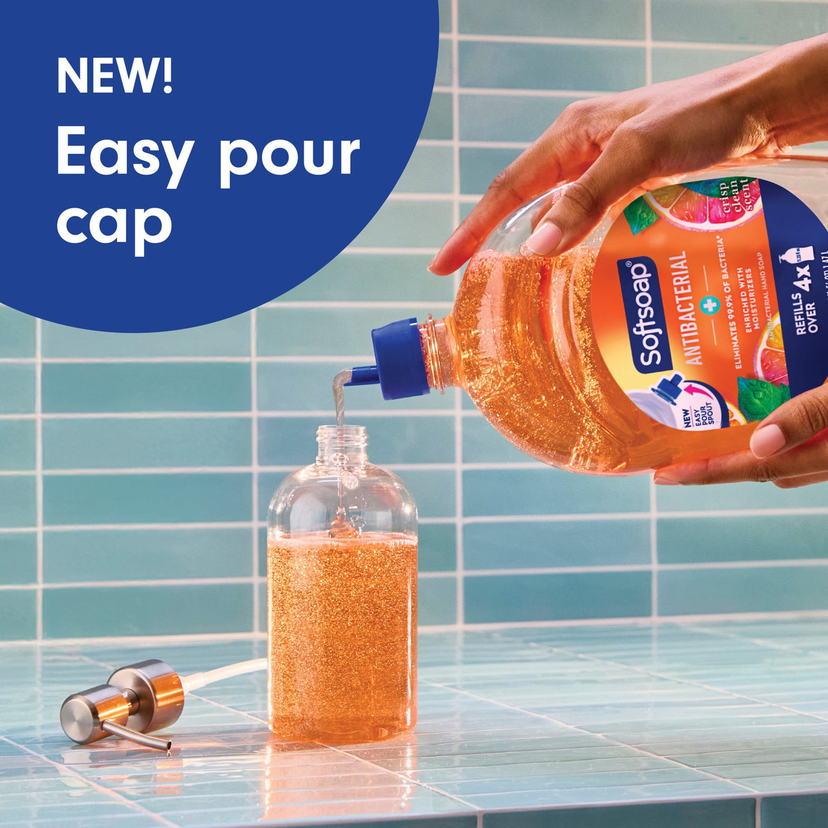 Softsoap Crisp Clean Antibacterial Liquid Hand Soap with New Easy Pour Spout, 50 fl oz Refill Bottle