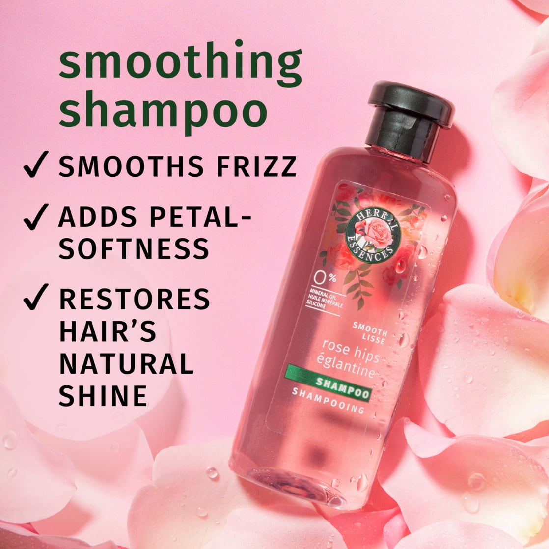 Herbal Essences Rose Hips Smooth Shampoo, All Hair Types, 3.38 fl oz Travel Size