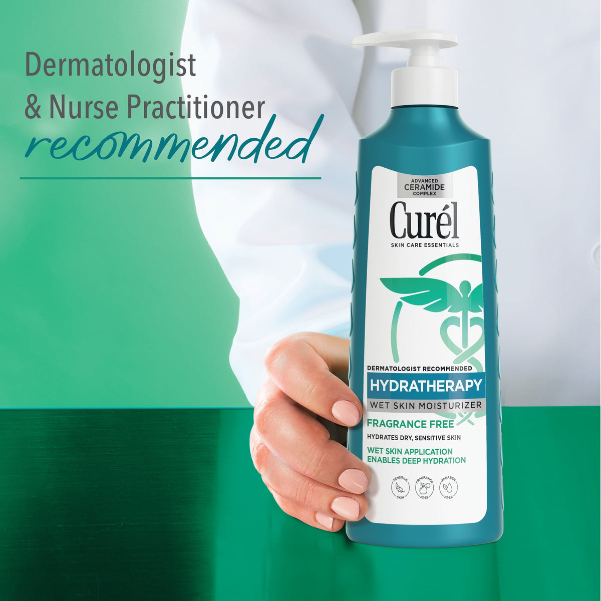 Curel Hydra Therapy Wet Skin Moisturizer Body Lotion, with Ceramide Complex, Dry Skin, 12 fl oz