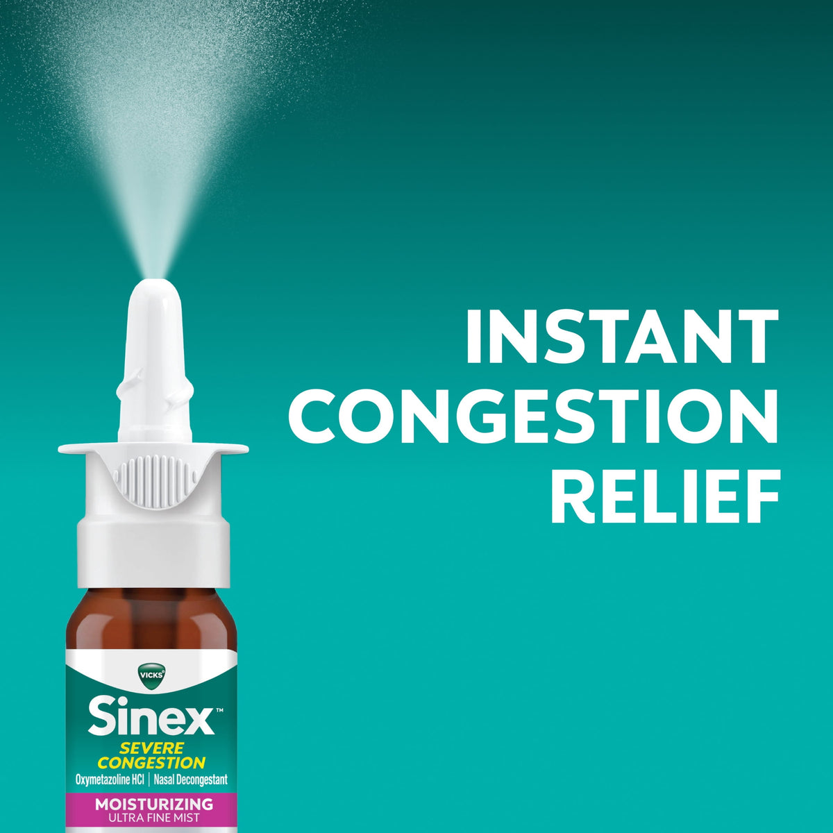Vicks Sinex Severe Congestion Moisturizing Nasal Spray, Nasal Decongestant for Sinus Relief, 0.5 fl oz