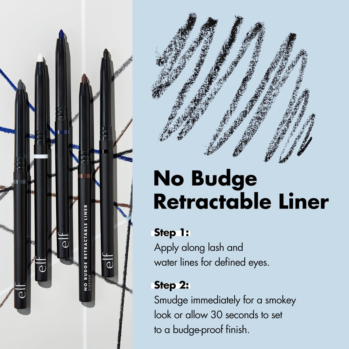 e.l.f. No Budge Retractable Eyeliner, Coffee, 0.006 oz