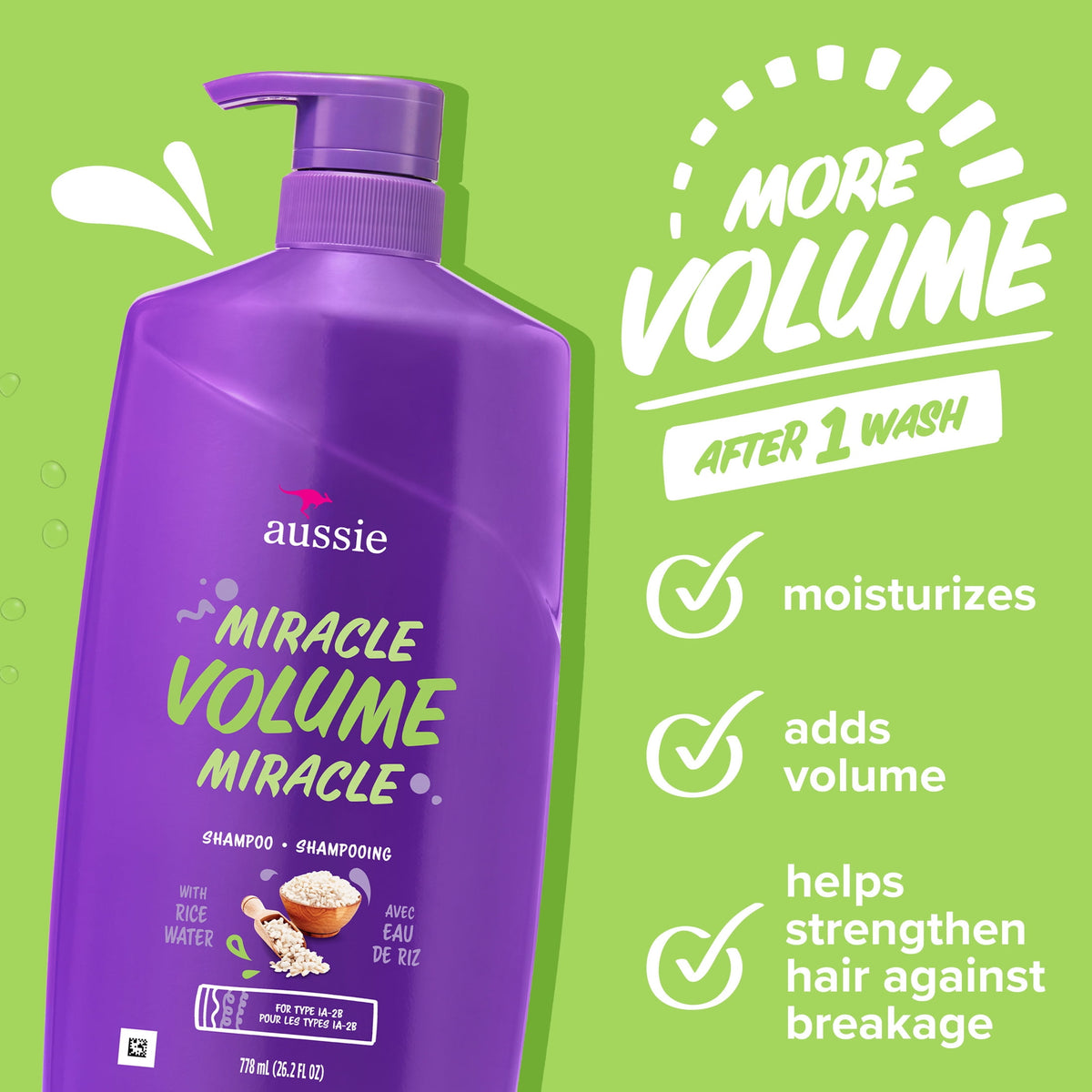 Aussie Miracle Volume Shampoo and Conditioner Set for All Hair Types, 26.2 fl oz