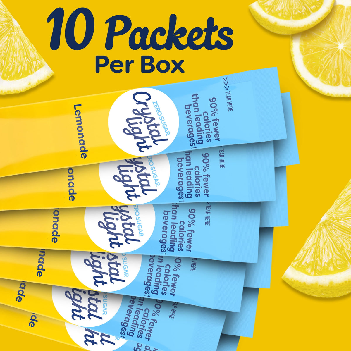 Crystal Light Drink Mix, 10 Packets, for Convenient On-the-Go Flavorful Hydration, Lemonade Natural Flavor With Other Natural Flavors, Zero Sugar